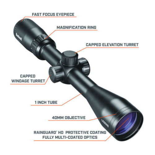 Bushnell Legend 3-9x40, Multi-X Reticle, Waterproof, and Fogproof Illuminated Riflescope (Black)