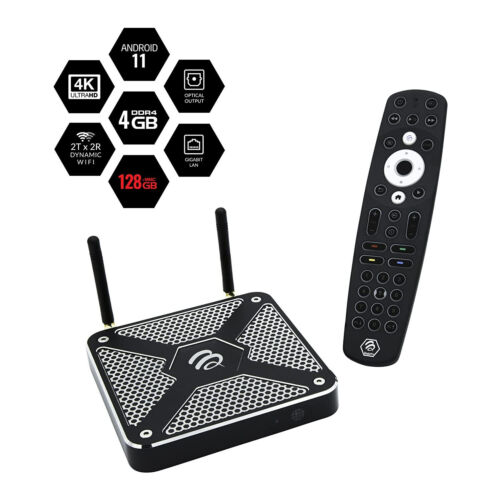 BuzzTV Thermal Efficient X5 128 AI Max 4K UHD Android OS 11 Set-Top Box with BT-400 Remote Control
