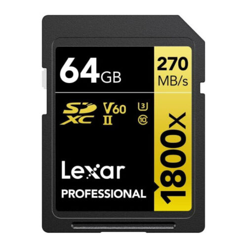 Lexar Professional 1800x SDXC UHS-II Card Gold Series, 270 MB/s Read, 180 MB/s Write (64GB, 2-Pack)