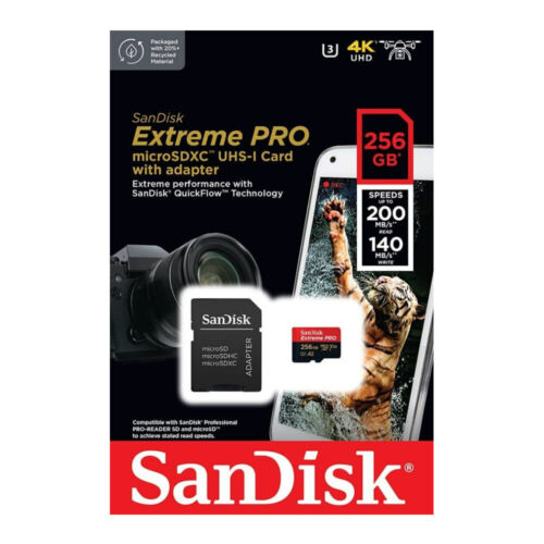 SanDisk 256GB Extreme Pro Captures 4K UHD Video, 200MB/s Read and 140MB/s Write microSD UHS-I Card