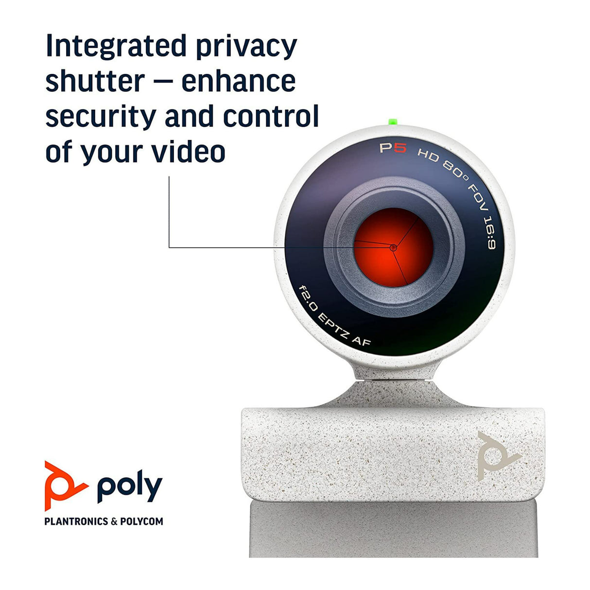 Poly Studio P5 Professional Full HD 1080p 2-Inch Webcam with Microphone and Tripod Mount (White)