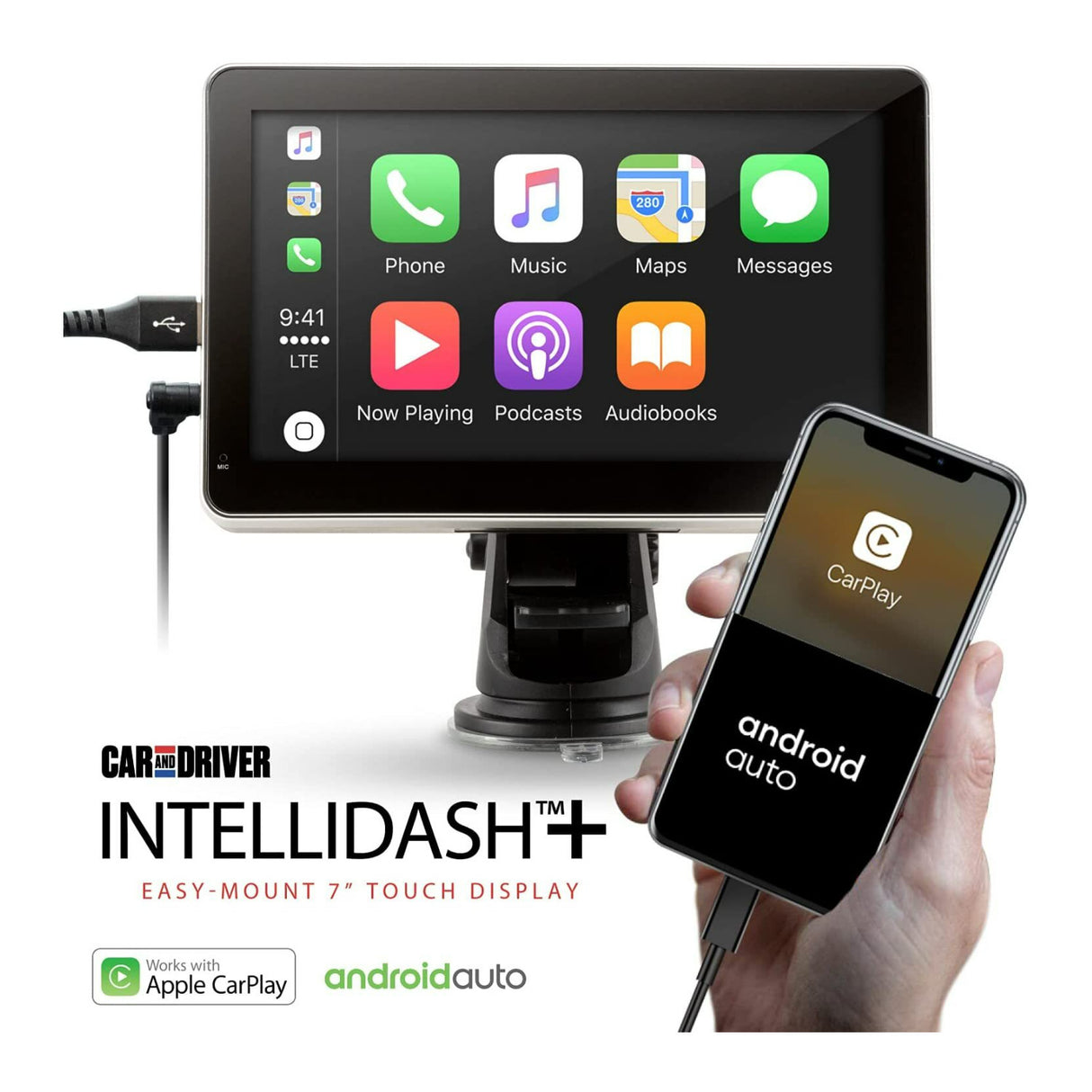 Car and Driver Intellidash 7-Inch IPS Touchscreen Bluetooth Simple to Install Multimedia Player