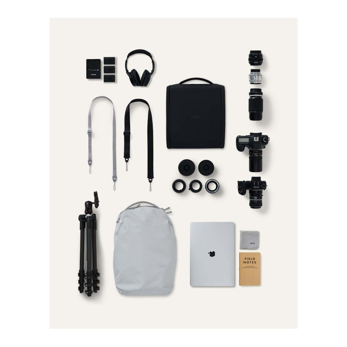 Urth Norite 24L Modular Lightweight Backpack with Side Access Pocket and 14 Storage Zones (Ash Gray)