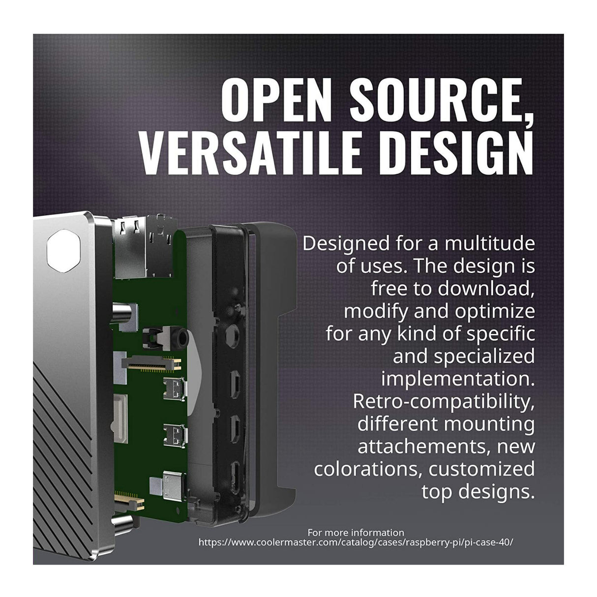 Cooler Master Pi Case 40 with Aluminum Core Heatsink, Easy-Access Ports, and Universal Mounting