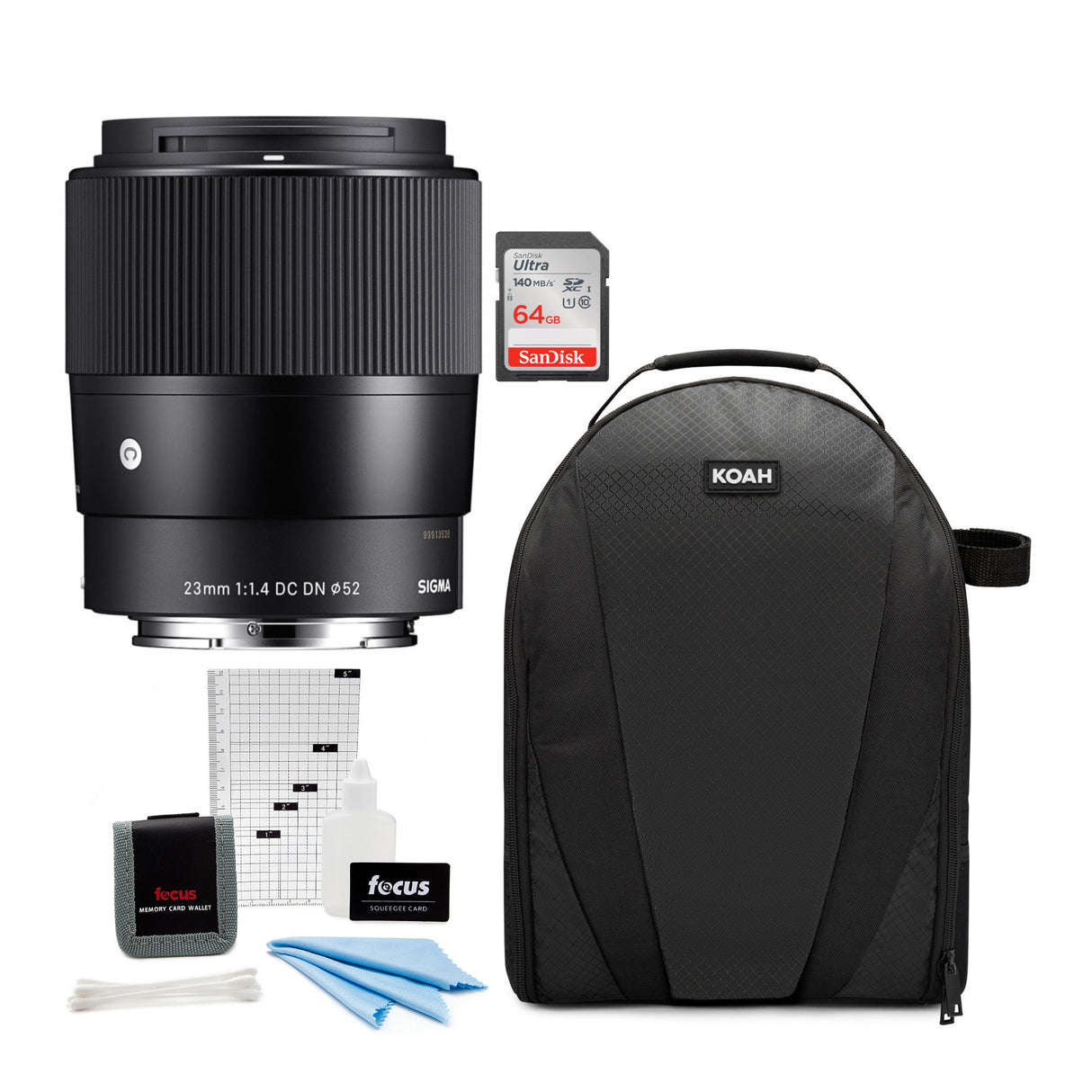 Sigma 23mm F1.4 DC DN Contemporary Series Large Aperture Lens for Sony E Mount w/Memory Card Bundle