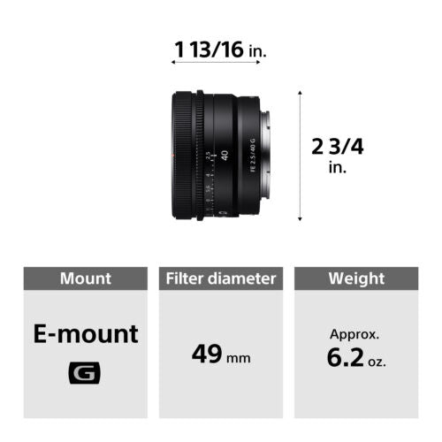 Sony SEL40F25G FE 40mm f/2.5 G Full-Frame Ultra-Compact G Lens