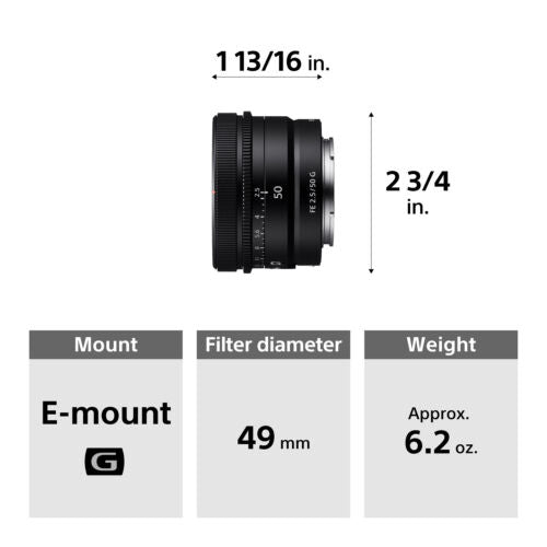 Sony SEL50F25G FE 50mm f/2.5 G Full-Frame Ultra-Compact G Lens