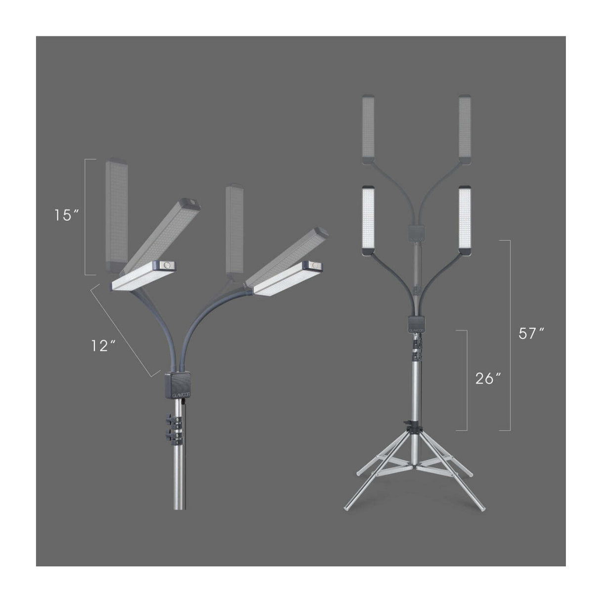 Glamcor Elite X Portable, Lightweight, Easy to Dismantle and Store Professional Light Kit (Gray)