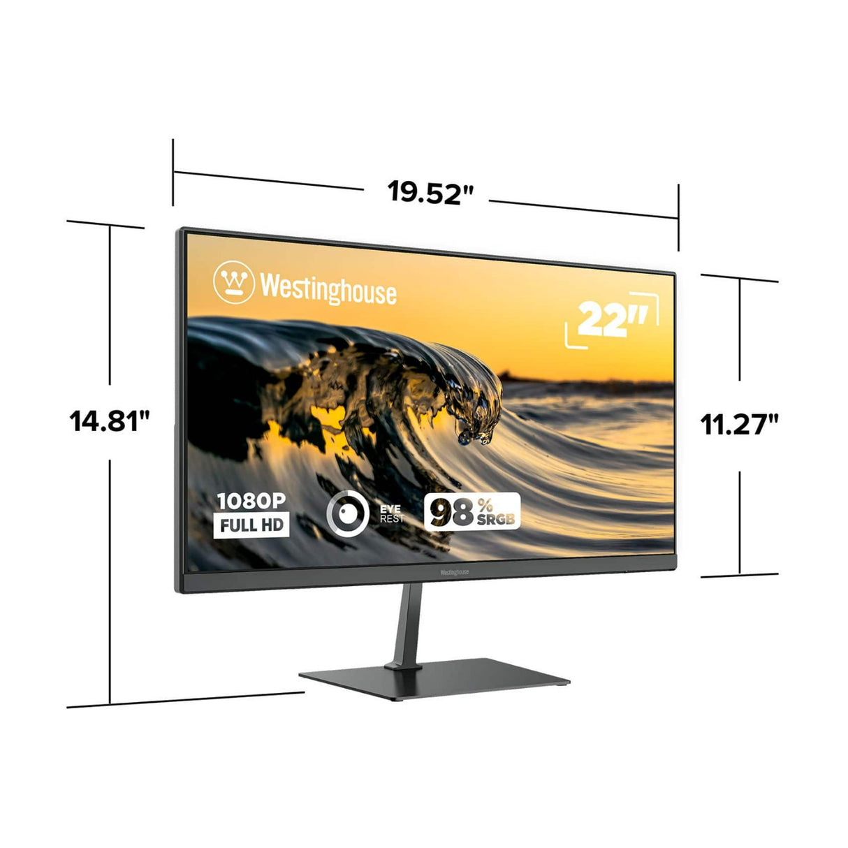 Westinghouse 22-Inch Full HD 1080p LED VA 16:9 Aspect Ratio Computer Monitor for Home and Office Use