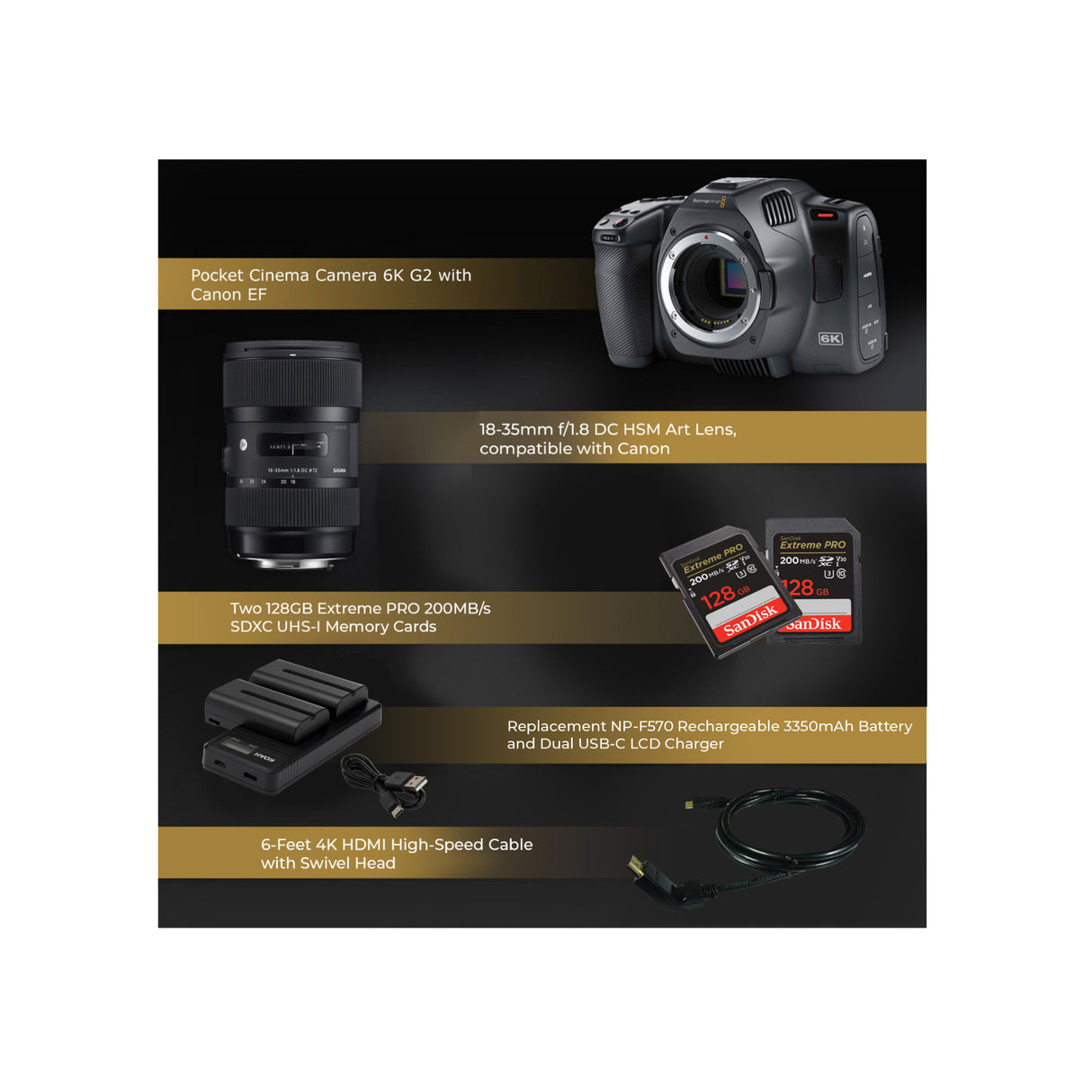 Blackmagic Pocket Cinema Camera 6K G2 (Canon EF) with Sigma 18-35mm Accessory Bundle