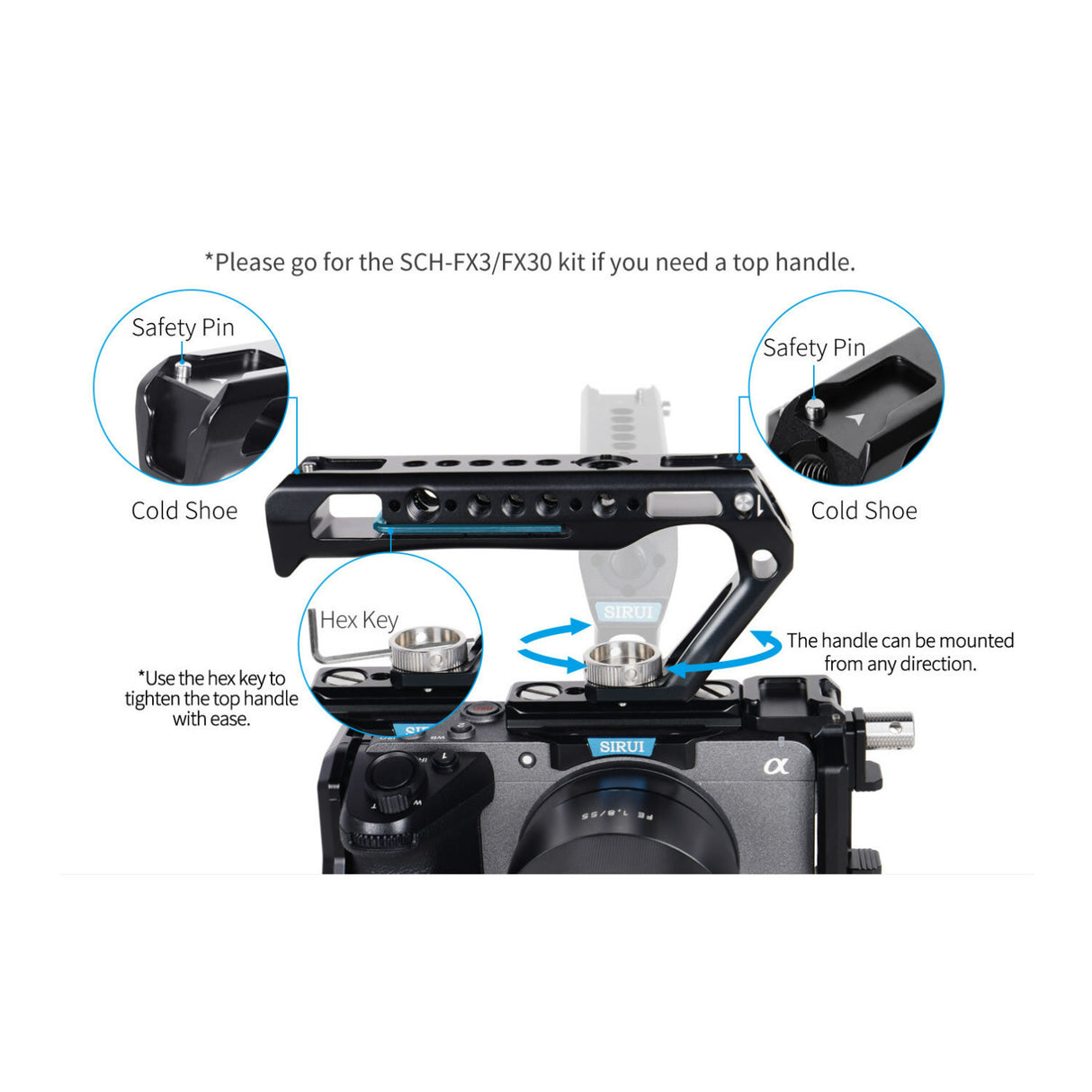 Sirui Full Protection Aluminum Construction Lightweight XLR Handle Compatible Camera Cage Kit