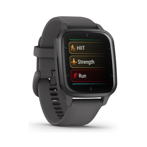 Garmin Venu Sq 2 Smartwatch (Slate) Bundle with Charger Stand Port Protector Plugs (x9)