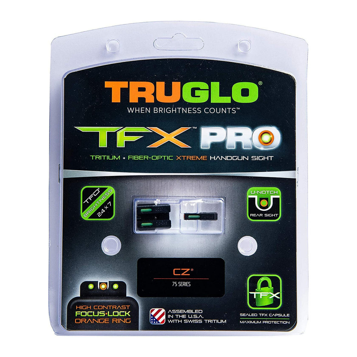 TruGlo TFX Pro Tritium and Fiber Optic Xtreme 1x Magnification Alloy Steel Handgun Sights (Black)