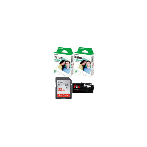 Fujifilm Instax Square Film (20 Exposures) with 32GB Memory Bundle