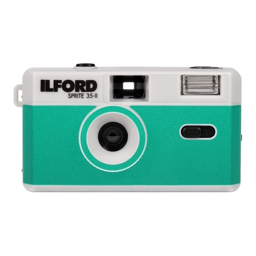 Ilford Sprite 35-II Reusable/Reloadable 35mm Analog Film Camera (Silver & Teal)