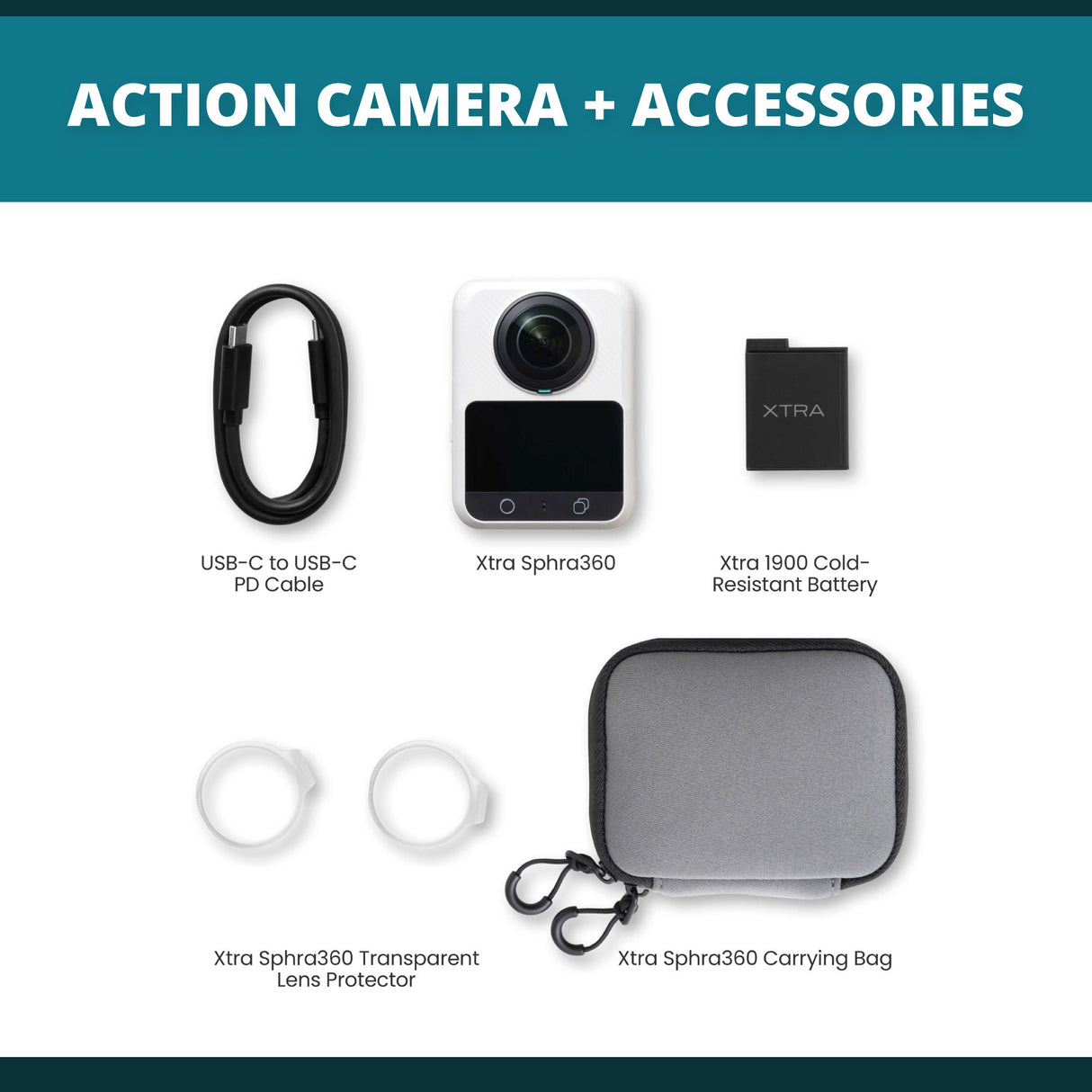 Xtra Sphra360 8K Video Action Camera with Wireless Microphone and Accessories - 6