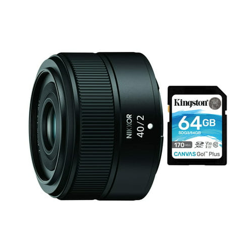 Nikon NIKKOR Z 40mm f/2 Lens with 64GB 170MB/s Read Memory Card