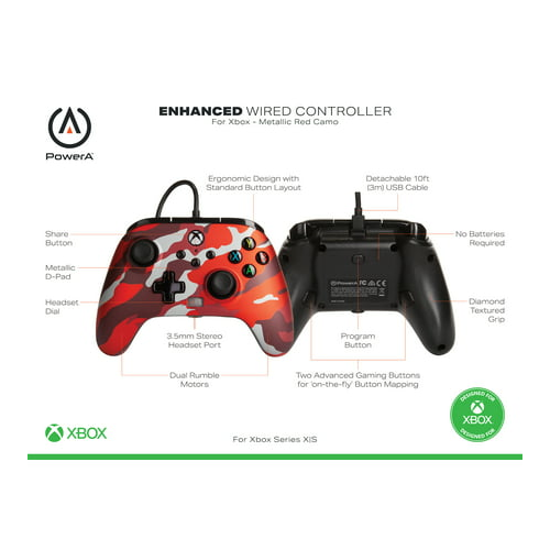 PowerA Enhanced Wired Controller for Xbox (Metallic Red Camo)