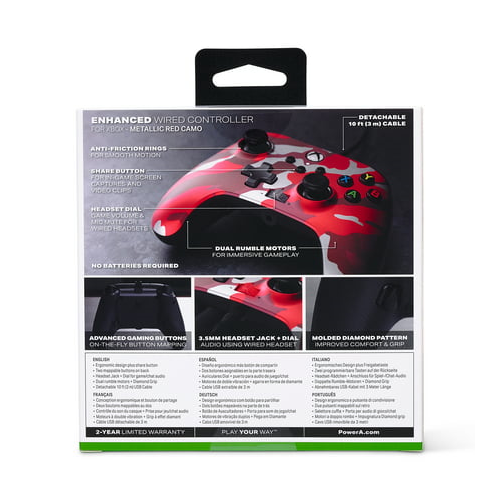 PowerA Enhanced Wired Controller for Xbox (Metallic Red Camo)