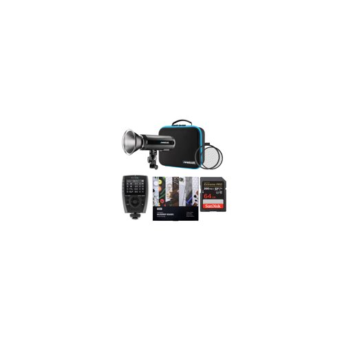 Westcott FJ200 200Ws Strobe Light with FJ-X3M Wireless Flash Trigger, 64GB SD Card & Backdrop Boards