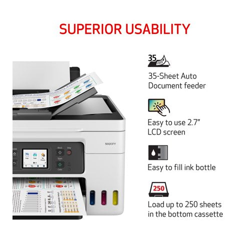 Canon Maxify GX4020 Wireless Compact All-In-One Color Printer with 4-Color Pigment Ink System