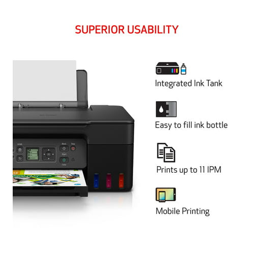 Canon PIXMA G3270 MegaTank All-in-One Wireless Color Printer with Integrated Ink Tanks (Black)