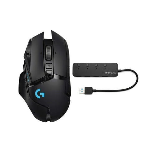 Logitech G502 Light Speed Wireless Gaming Mouse and Knox Gear 4-Port USB 3.0 Hub