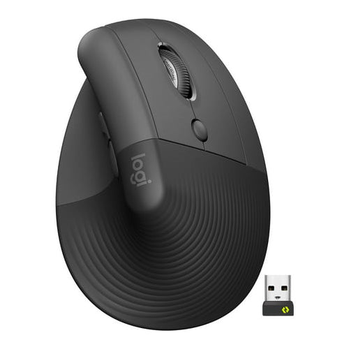 Logitech - Lift Vertical Wireless Ergonomic Mouse with 4 Buttons - Graphite