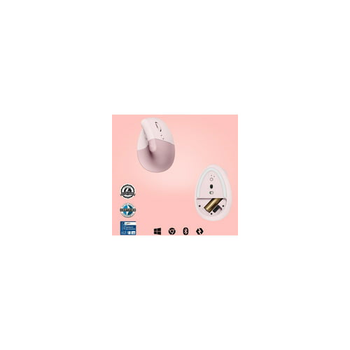 Logitech Lift Vertical Wireless Ergonomic Mouse with Customizable Buttons - Rose