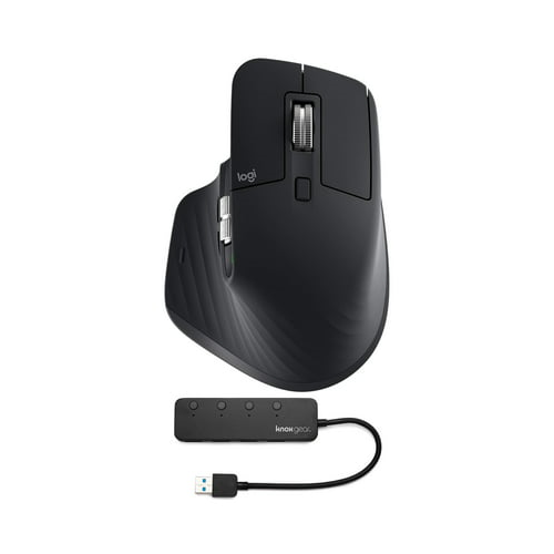 Logitech MX Master 3S Mouse (Black) and Knox Gear 4-Port USB 3.0 Hub