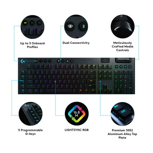 Logitech G G915 LIGHTSPEED Wireless RGB Mechanical Gaming Keyboard (GL Tactile)