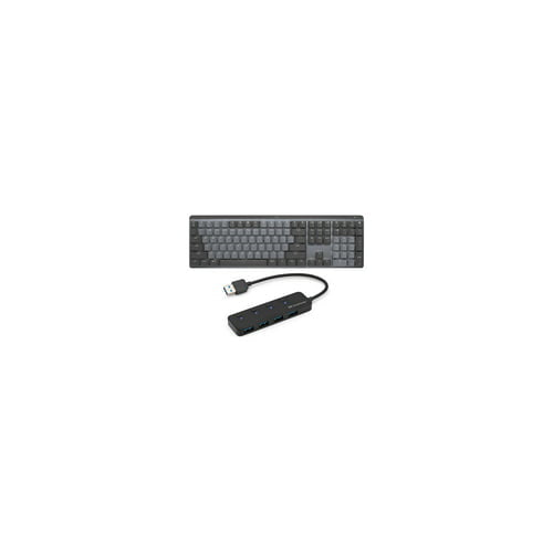 Logitech MX Mechanical Wireless Illuminated Keyboard (Clicky / Graphite) with 4-Port 3.0 USB Hub