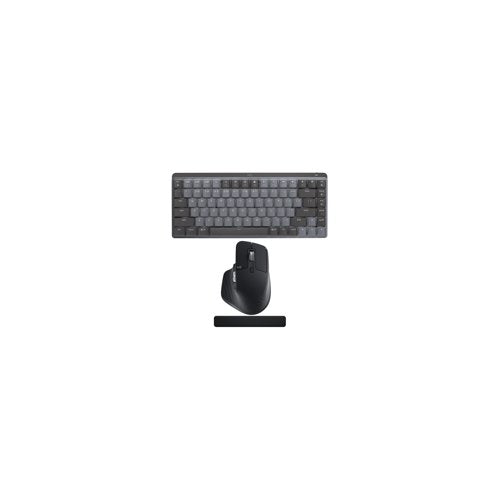 Logitech MX Mechanical Mini Tactile Keyboard (Graphite) with Wireless Mouse (Black) and Palm Rest