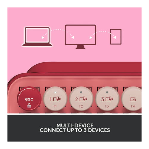 Logitech POP Keys Wireless Mechanical Keyboard with Emoji Keys Heartbreaker Rose