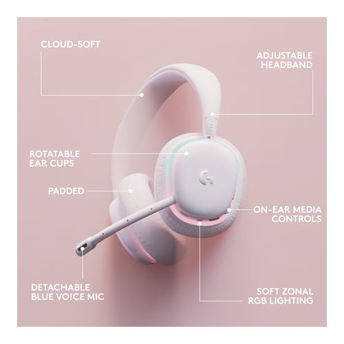 Logitech G735 Wireless Gaming Bluetooth Headset with Customizable LIGHTSYNC RGB (White Mist)