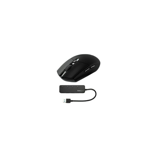 Logitech G305 Lightspeed Wireless Gaming Mouse (Black) with 4 Port USB 3.0 HUB