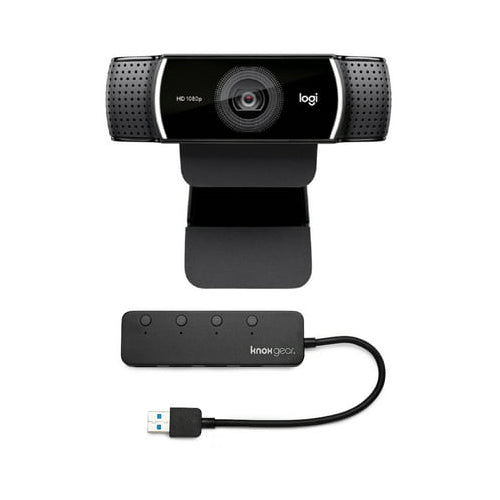 Logitech C922 Pro Stream 1080p Webcam with Knox 4-Port USB 3.0 Hub
