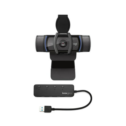 Logitech C920S Pro HD Webcam Bundled with Knox Gear 4-Port 3.0 USB Hub
