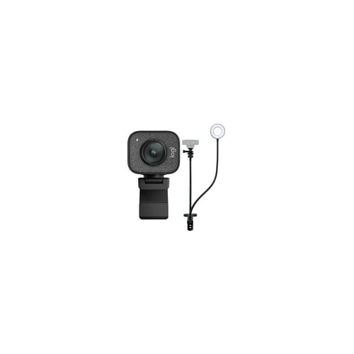Logitech StreamCam Plus Webcam with Tripod (Graphite) and Webcam Stand with Selfie Ring Light