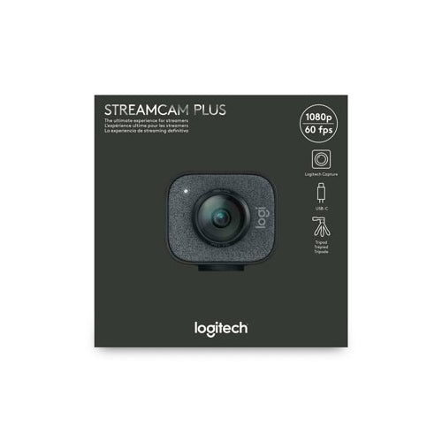 Logitech StreamCam Plus Webcam with Tripod (Graphite) and Webcam Stand with Selfie Ring Light