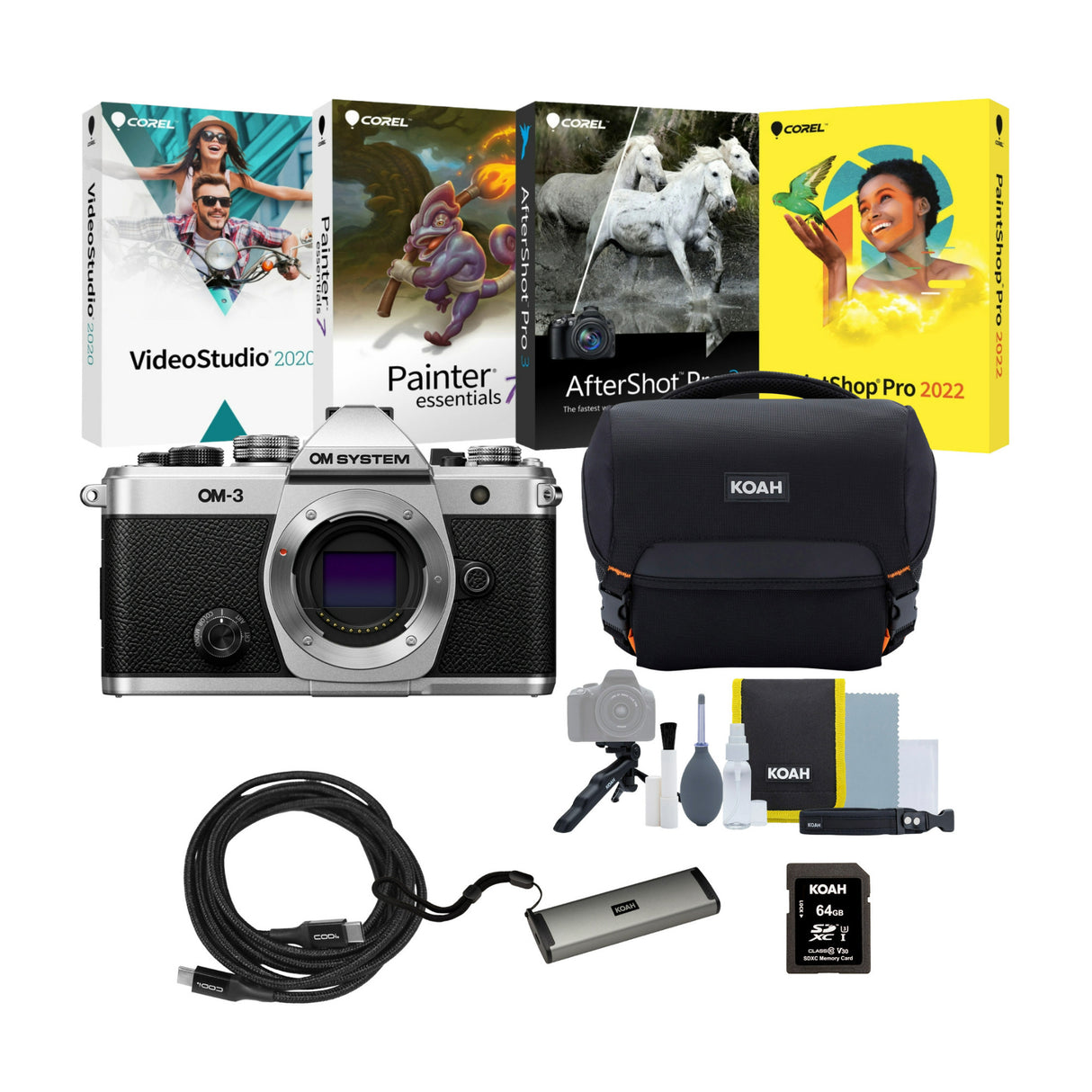 OM SYSTEM OM-3 Mirrorless Micro Four Thirds Lens System Camera with Accessories Bundle - 1