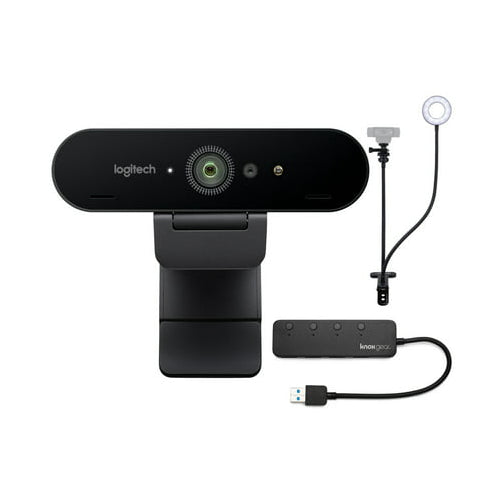 Logitech Miro 4K Pro Webcam Bundle with Knox Gear Webcam Stand and Knox Gear 4-Port 3.0 USB Hub