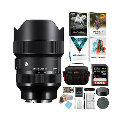 Sigma 14-24mm f/2.8 DG DN Art Lens for Sony E-Mount with Software Suite, 64GB SD Card, and Accessory Bundle