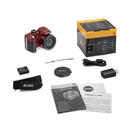 Kodak PIXPRO AZ425 Astro Zoom 20MP Camera with 42x Zoom (Red) with Accessory kit