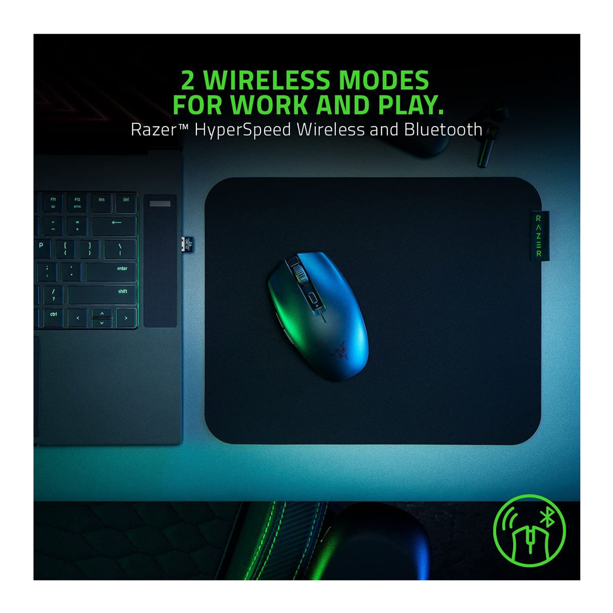 Razer Orochi V2 Ultra Lightweight Design 2 Wireless Modes Long Battery Life Gaming Mouse (Black)