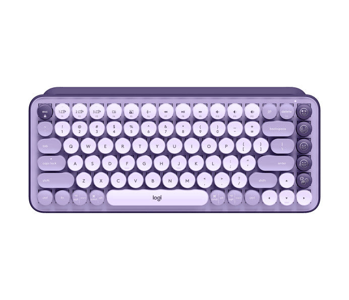 Logitech Pop Keys Wireless Mechanical Keyboard with Emoji Keys (Cosmos) w/Desk Mat (Lavender)