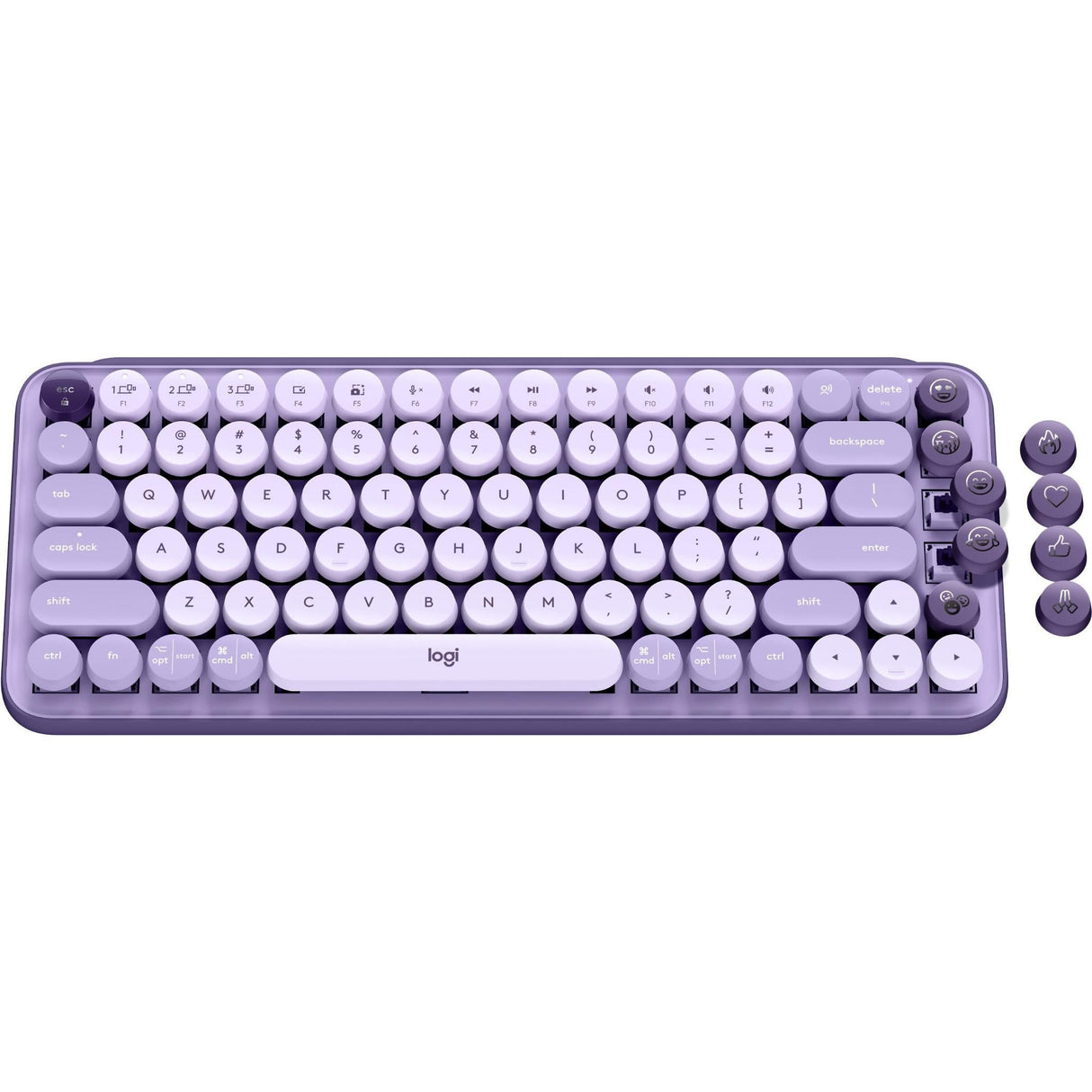 Logitech Pop Keys Wireless Mechanical Keyboard with Emoji Keys (Cosmos) w/Desk Mat (Lavender)