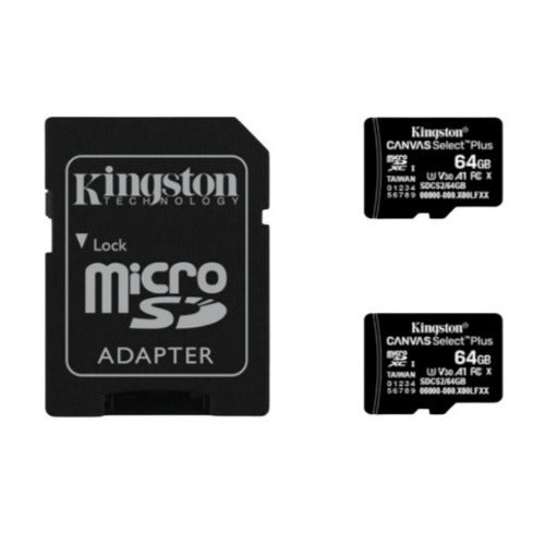 Kingston 64GB 100MB/s Read Speed Canvas Durable A1-Rated Memory Cards (2-Pack)