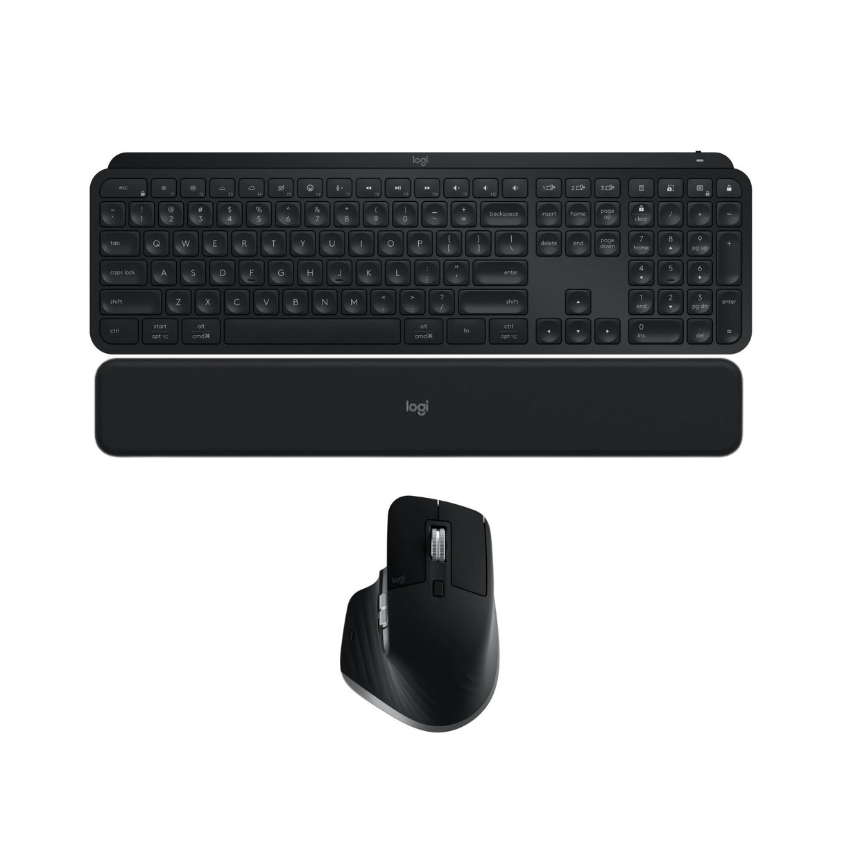 Logitech MX Keys S Wireless Keyboard with Smart Actions Shortcuts (Black) with Mouse & Palm Rest