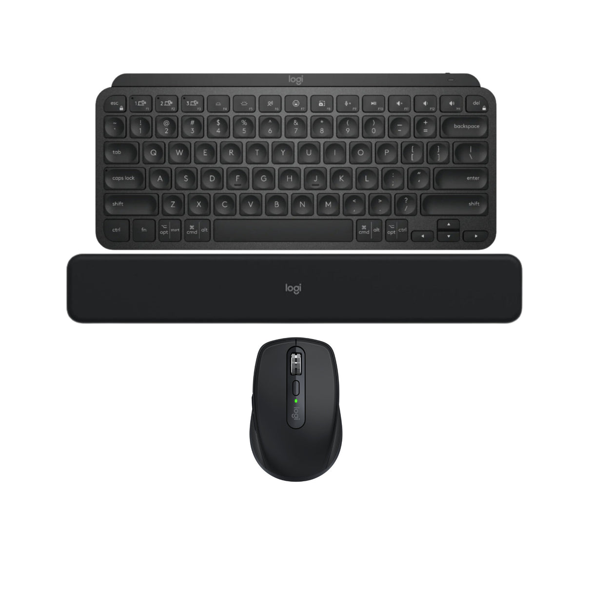 Logitech MX Keys Mini Minimalist Wireless Illuminated Keyboard (Black) w/Bluetooth Mouse & Palm Rest